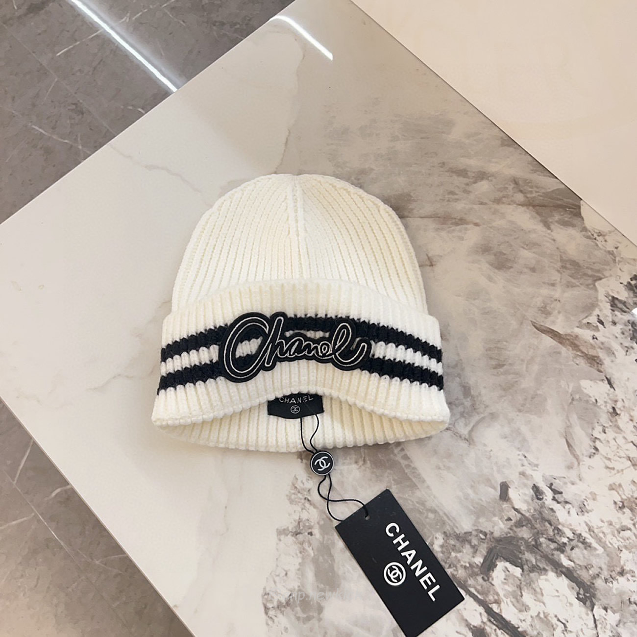 Chanel Knitted Cold Hat White Black Gray Brown (3) - newkick.cc